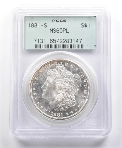 1881-S Morgan Silver Dollar MS65 PL PCGS OGH a4684