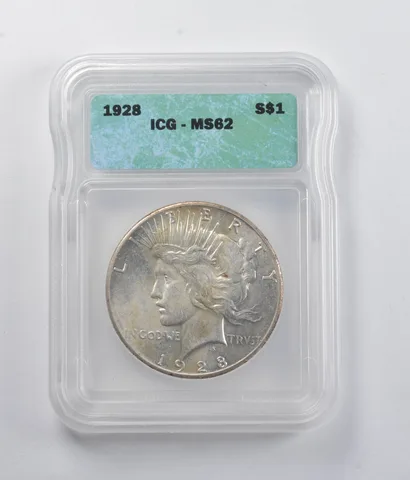 MS62 1928 Peace Silver Dollar ICG a5884