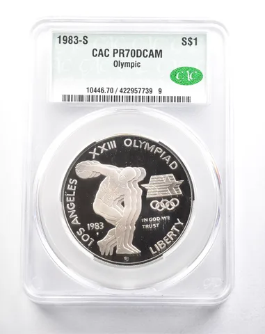 1983-S Olympic Discus Commemorative Silver Dollar PR70 DCAM CAC *5778