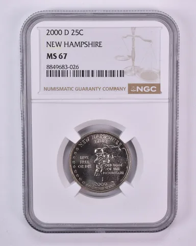 2000-D Washington State Quarter New Hampshire MS67 NGC Brown Label