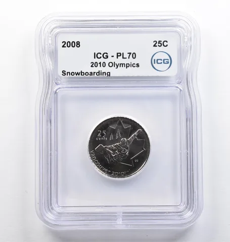 2008 Canada 25 Cents 2010 Olympics Snowboarding PL70 ICG *9395