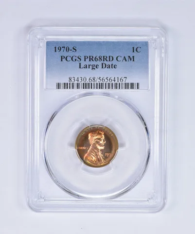 1970-S Lincoln Memorial Cent Large Date PR68 RD CAM PCGS Beautiful Tone a8065