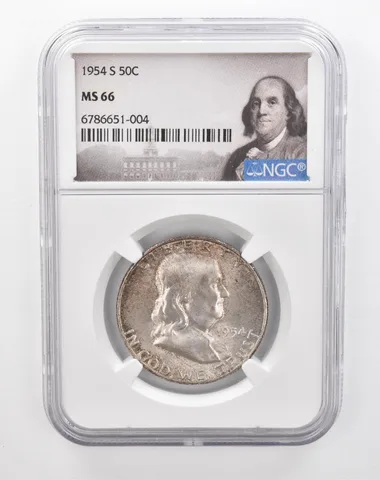 1954-S Franklin Half Dollar MS66 NGC Beautiful Tone *2833
