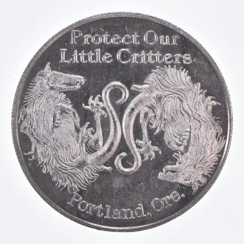 VINTAGE Protect Our Little Critters .999 Fine Silver 1 Oz Round *595