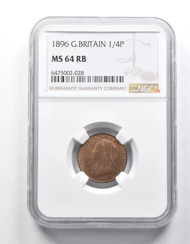 MS64 RB 1896 Great Britain 1/4 Penny NGC a9976