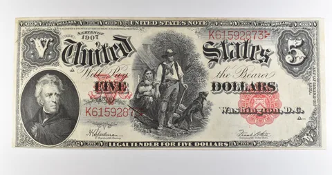 1907 $5 Legal Tender Large Note Red Seal *3519