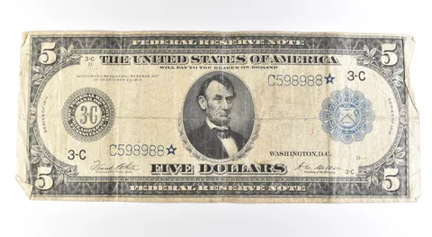 1914 $5 Philadelphia PA FRN Star Note Large Note Blue Seal *2702