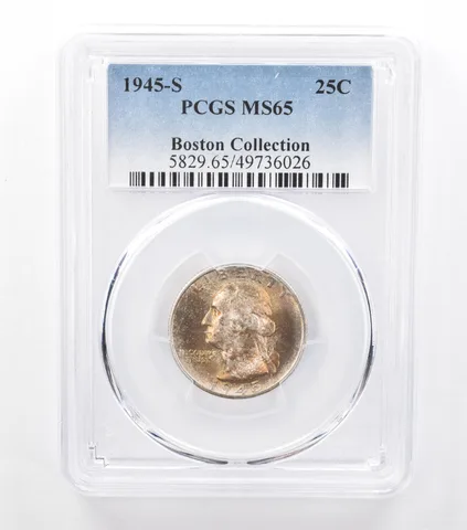 1945-S Washington Quarter Boston Collection MS65 PCGS Tone a6637