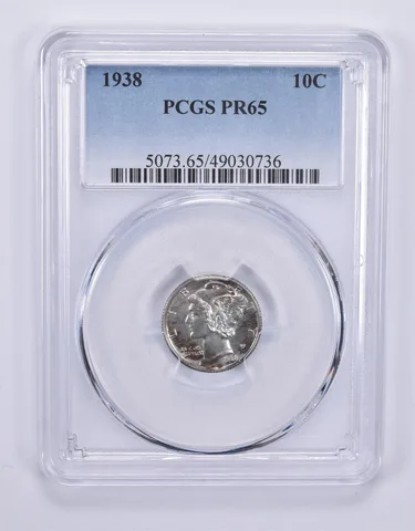 1938 Mercury Dime PR65 PCGS a9616