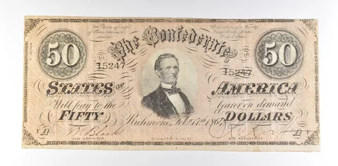1864 $50 Confederate States Of America T-66 Large Note a8543