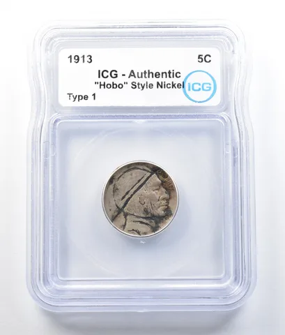 1913 Indian Head Buffalo Nickel Type 1 Hobo Nickel Authentic ICG *7850