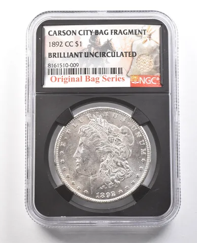 1892-CC Morgan Silver Dollar Original Bag Fragment BU NGC *6149