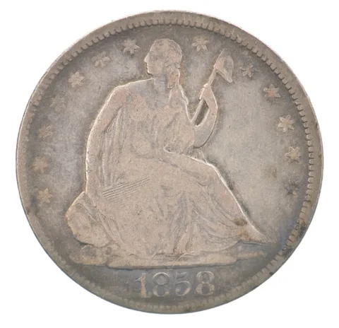 1858 Seated Liberty Half Dollar Beautiful Tone *7560