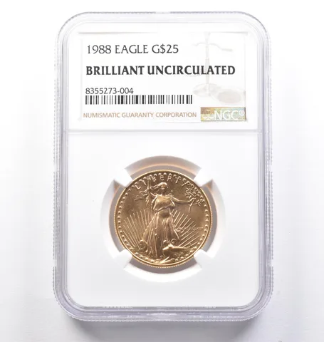 1988 $25 American Gold Eagle 1/2 Oz Gold BU NGC a2479