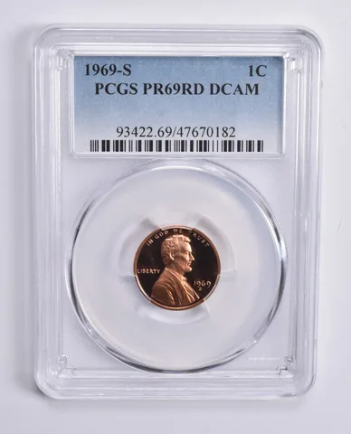 1969-S Lincoln Memorial Cent PR69 RD DCAM PCGS Blue Lbl