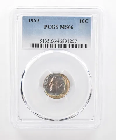 1969 Roosevelt Dime MS66 PCGS Beautiful Tone *2758