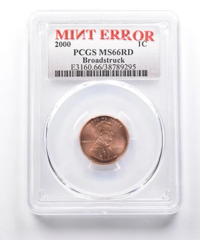 2000 Lincoln Memorial Cent Mint Error MS66 RD Broadstruck PCGS a7482