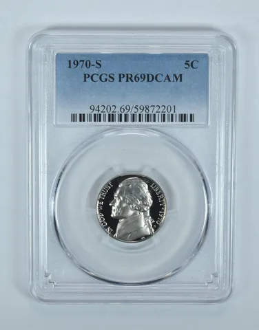 1970-S Jefferson Nickel PR69 DCAM PCGS Blue Label