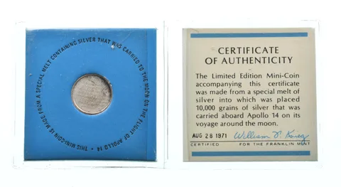 1971 Franklin Mint Apollo 14 Silver Mini Coin Silver Flown *1055