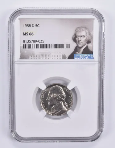 1958-D Jefferson Nickel MS66 NGC Special Label