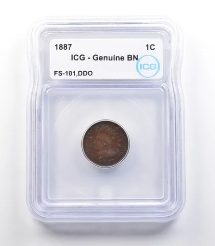 1887 Indian Head Cent Mint Error FS-101 DDO Genuine BN ICG a2275