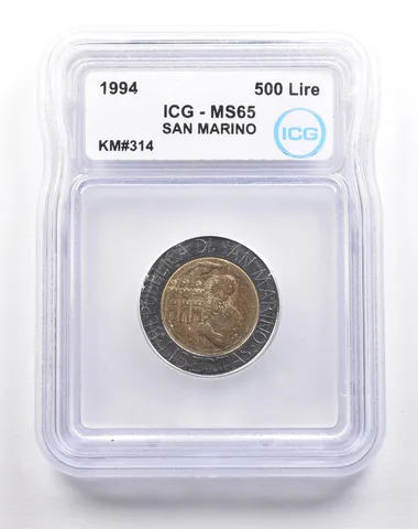 1994 San Marino 500 Lire KM#314 MS65 ICG *5487