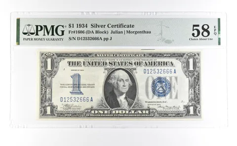 1934 $1 Silver Certificate Fr#1606 Choice About Unc 58 EPQ PMG a6990