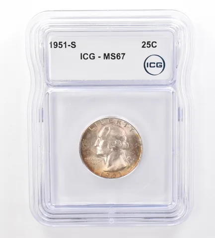 1951-S Washington Quarter MS67 ICG Beautiful Tone a7614