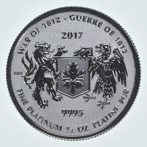 2017 Canada 50 Dollars Platinum War Of 1812 1/2 Oz Platinum