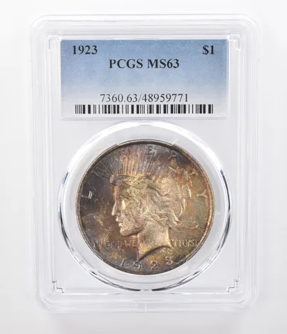 1923 Peace Silver Dollar MS63 PCGS Beautifully Toned *7489