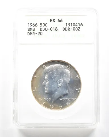 1966 Kennedy Half Dollar SMS DDO-018 DDR-002 DMR-20 MS66 ANACS *2043