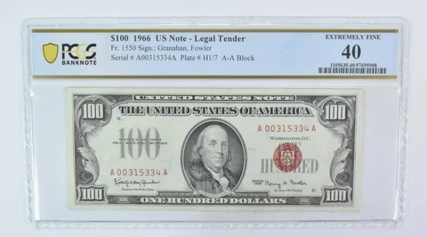 1966 $100 Legal Tender Fr#1550 Extremely Fine 40 PCGS a5967
