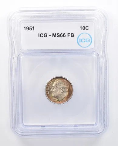 1951 Roosevelt Dime MS66 FB ICG Beautiful Tone *7610