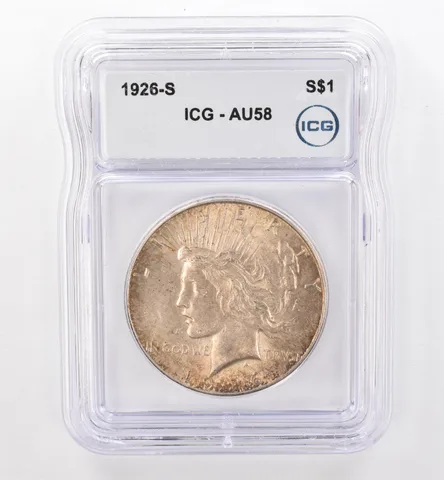 1926-S Peace Silver Dollar AU58 ICG Beautiful Tone *9514
