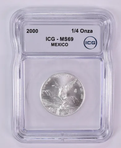 2000 Mo Mexico 1/4 Onza Silver Libertad MS69 ICG
