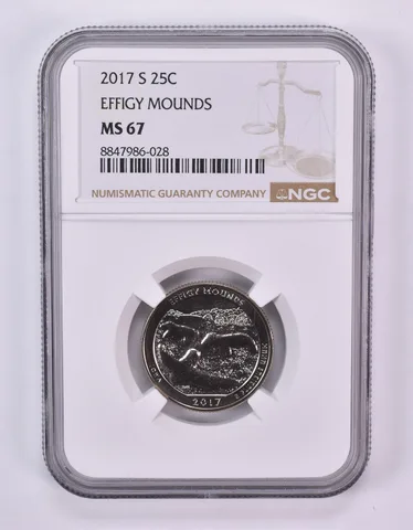 2017-S Washington Quarter ATB Effigy Mounds MS67 NGC