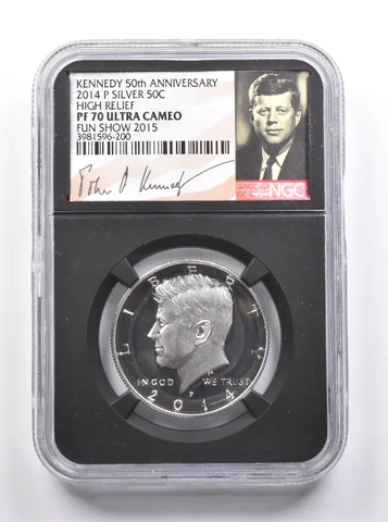 PF70UCAM 2014-P Silver Kennedy Half Dollar HR 50th Anniv Fun Show 2015 NGC a7500