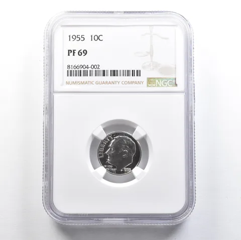 1955 Roosevelt Dime PF69 NGC PQ Cam Look a7659