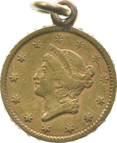 1840's 1850's $1 Liberty Head Gold Victorian Love Token Pendant/Charm *9853
