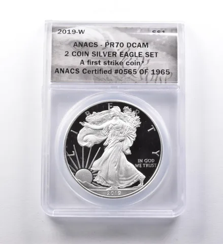 PR70 DCAM 2019-W American Silver Eagle 2 Coin Silver Eagle Set FS ANACS *3004
