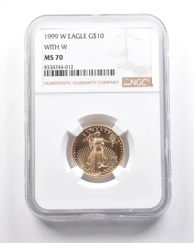 1999-W With W American Gold Eagle 1/4 Oz Gold MS70 NGC Unfinished *5298