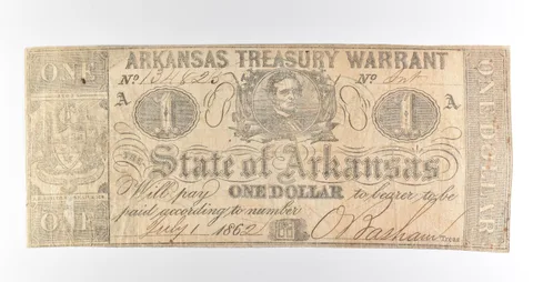 1862 $1 Arkansas Treasury Warrant Obsolete Note *3915