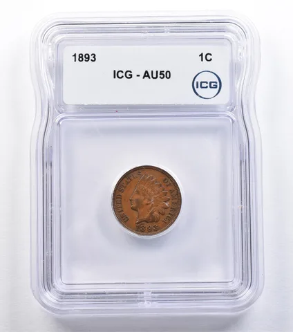 1893 Indian Head Cent AU50 ICG *2203