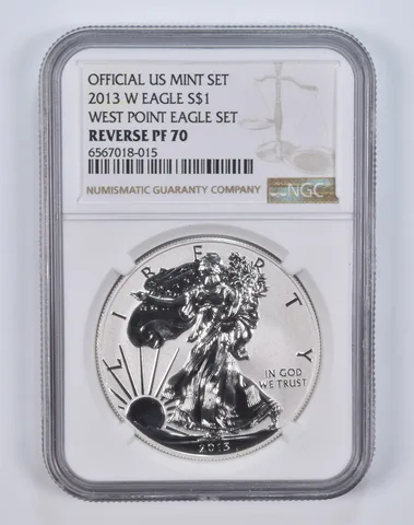 2013-W American Silver Eagle West Point Set Reverse PF70 NGC Brown Label
