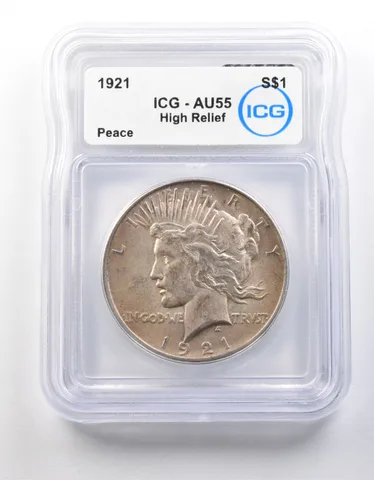 1921 Peace Silver Dollar High Relief AU55 ICG *8683