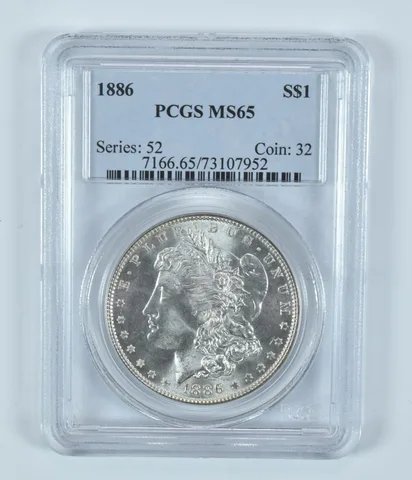 1886 Morgan Silver Dollar MS65 PCGS Blue Label