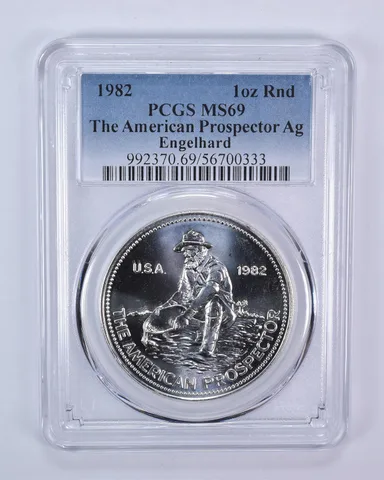 1982 Engelhard Prospector 1 Oz Silver Round MS69 PCGS