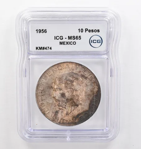 1956 Mo Mexico 10 Pesos KM#474 MS65 ICG Beautiful Tone *0272