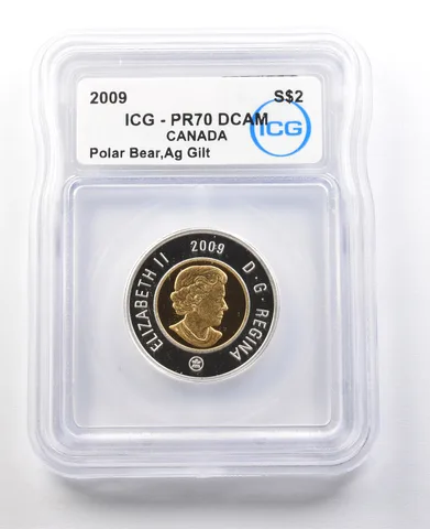 2009 Canada 2 Dollars Silver Gilt Polar Bear PR70 DCAM ICG a8779