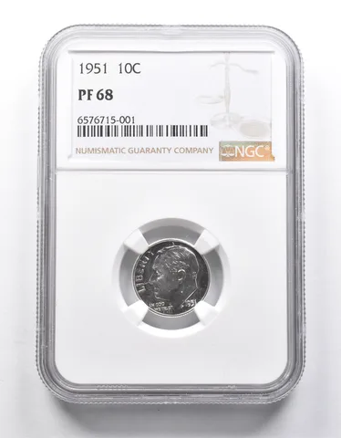 PF68 1951 Roosevelt Dime NGC *9993